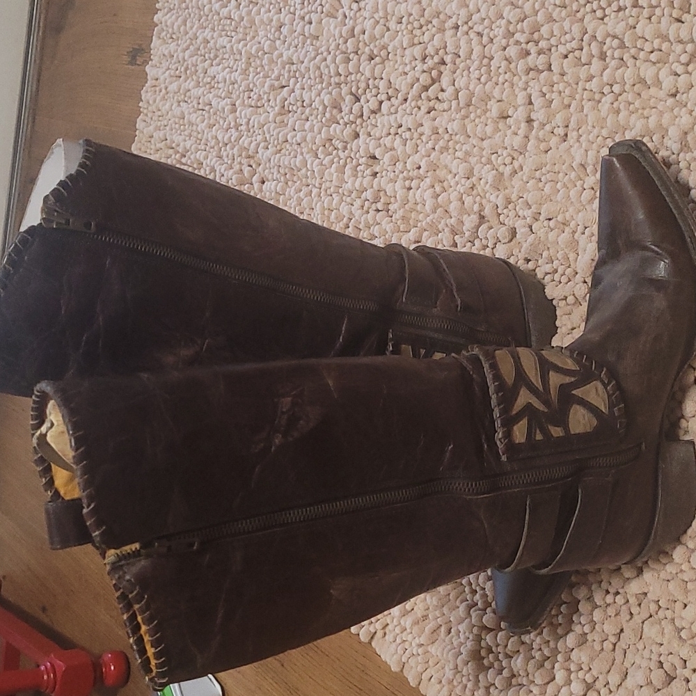 Old Gringo 7 1/2 B Distressed walking heel knee Boots - Picture 4 of 16